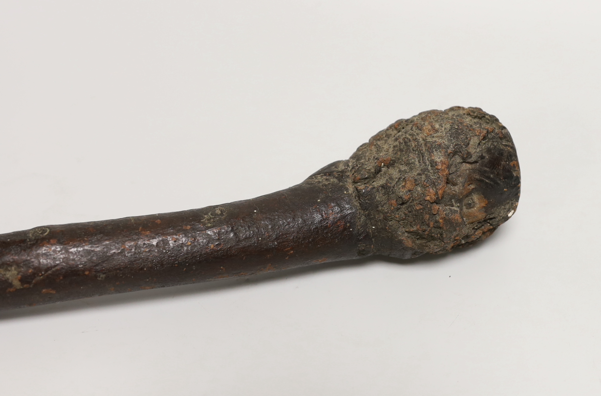 A truncheon with turned handle and a hardwood knobkerrie, the largest 47cm in length